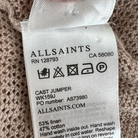 ALLSAINTS Beige Linen Cotton Half Sleeve Cast Jumper Sweater Top Size M NEW - Picture 8 of 8